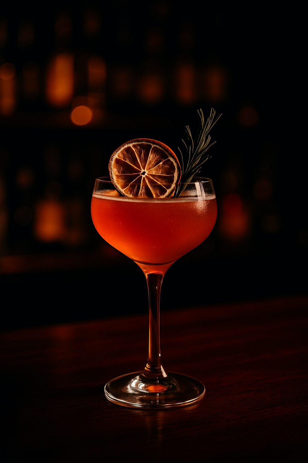Signature cocktail with citrus garnish